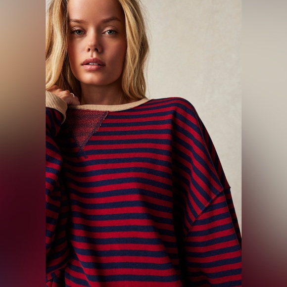 Free People Classic Striped Oversized Crewneck - Picture 3 of 3